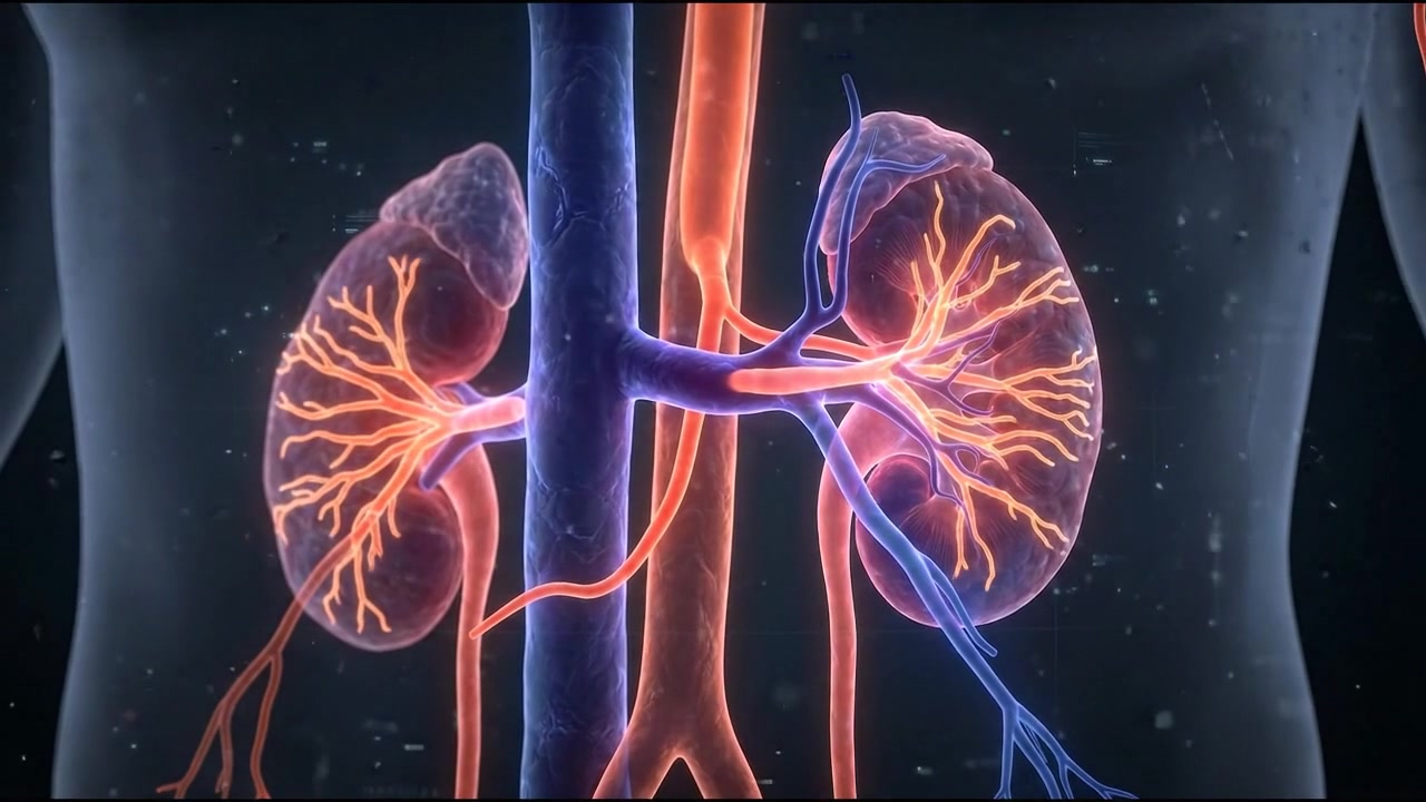 Dual human kidneys urology renal system 3D hologram