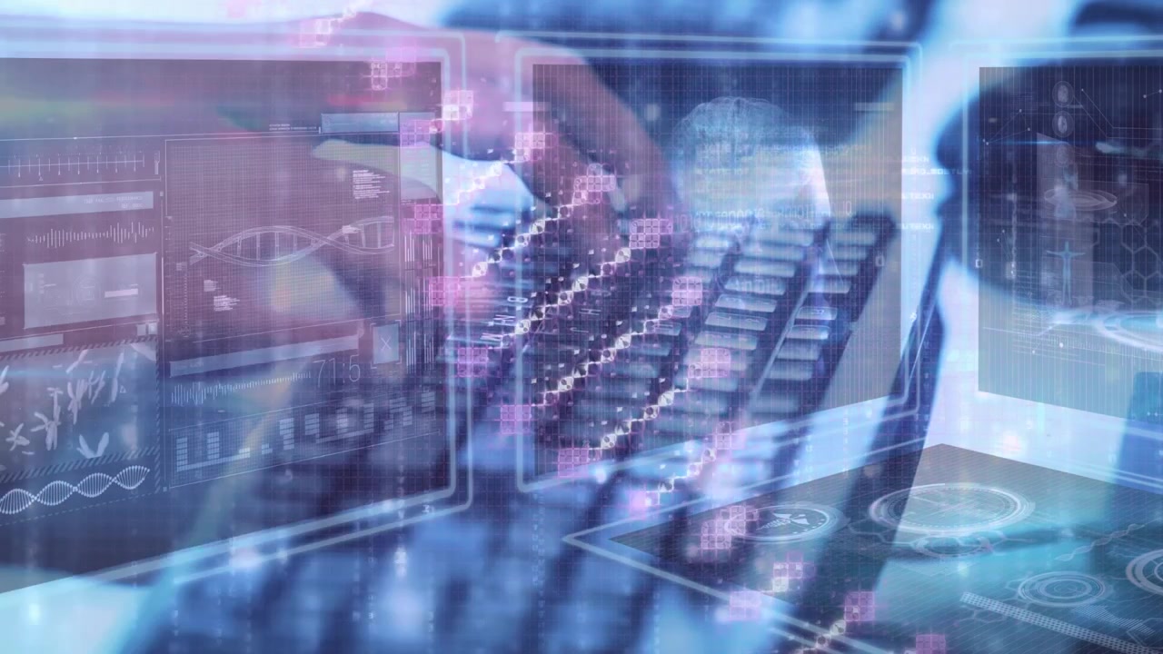 Animation of data processing over men using computer