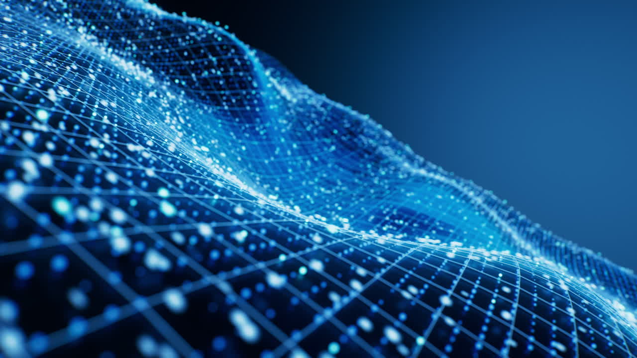 Blue wave grid background, 3d rendering.