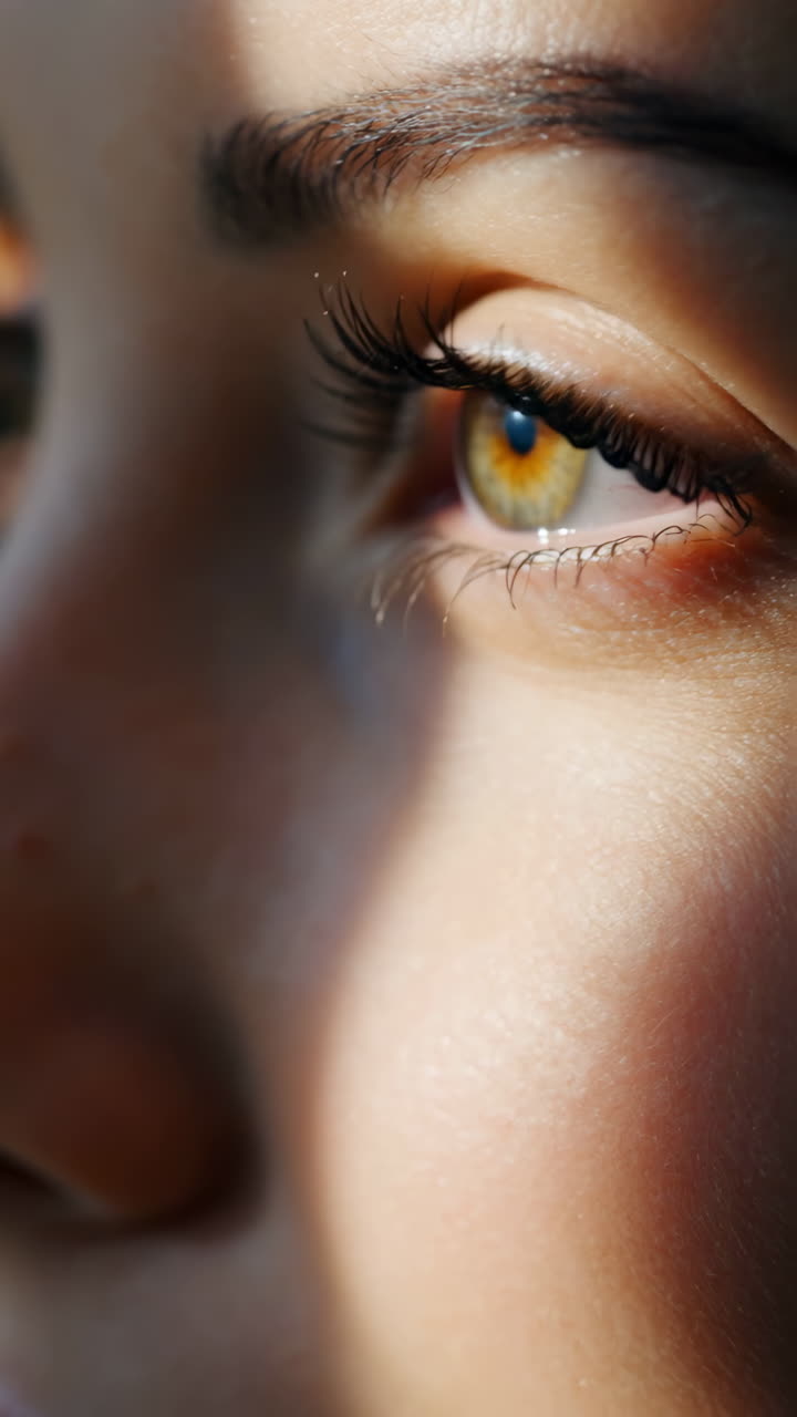 Close-up of a Human Eye in Sunlight