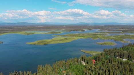4K-Drone-Video-of-Clearwater-Lake-and-Tanana-River-near-Delta-Junction,-AK-during-Summer