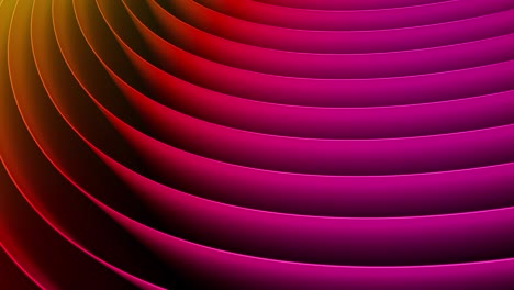 3d animation of pink rows. wave-like motion of multi-colored sheets.