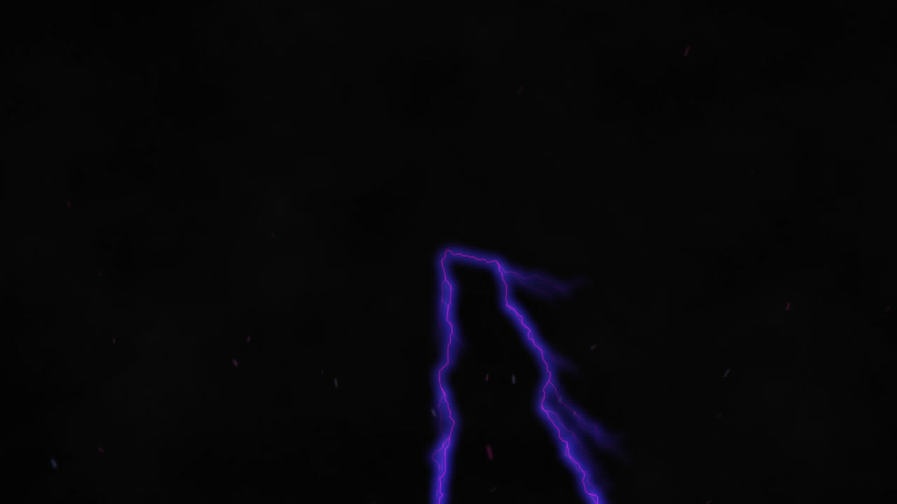 animación de partículas rojas sobre corrientes eléctricas púrpuras brillantes sobre un fondo negro