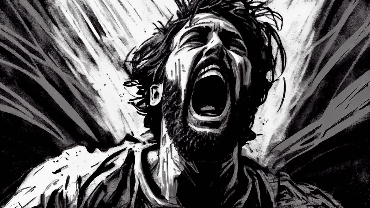 animación de un hombre frustrado gritando debido a la ansiedad y la depresión