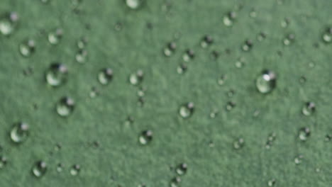 micro vídeo de primer plano de gotas de agua con espacio de copia en fondo verde