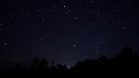 neowise comet, stars, and shooting star timelapse