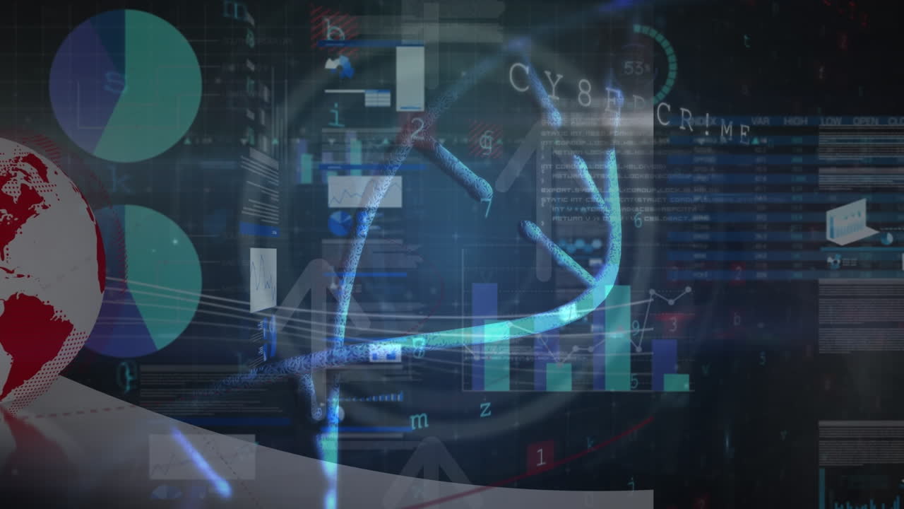 animación de la cadena de adn sobre el procesamiento de datos