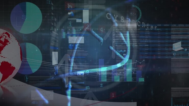 Animation of dna strand over data processing