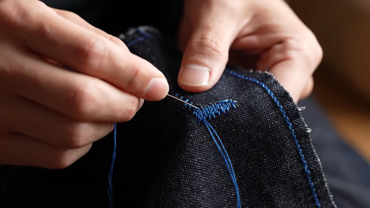 Sewing denim fabric repair