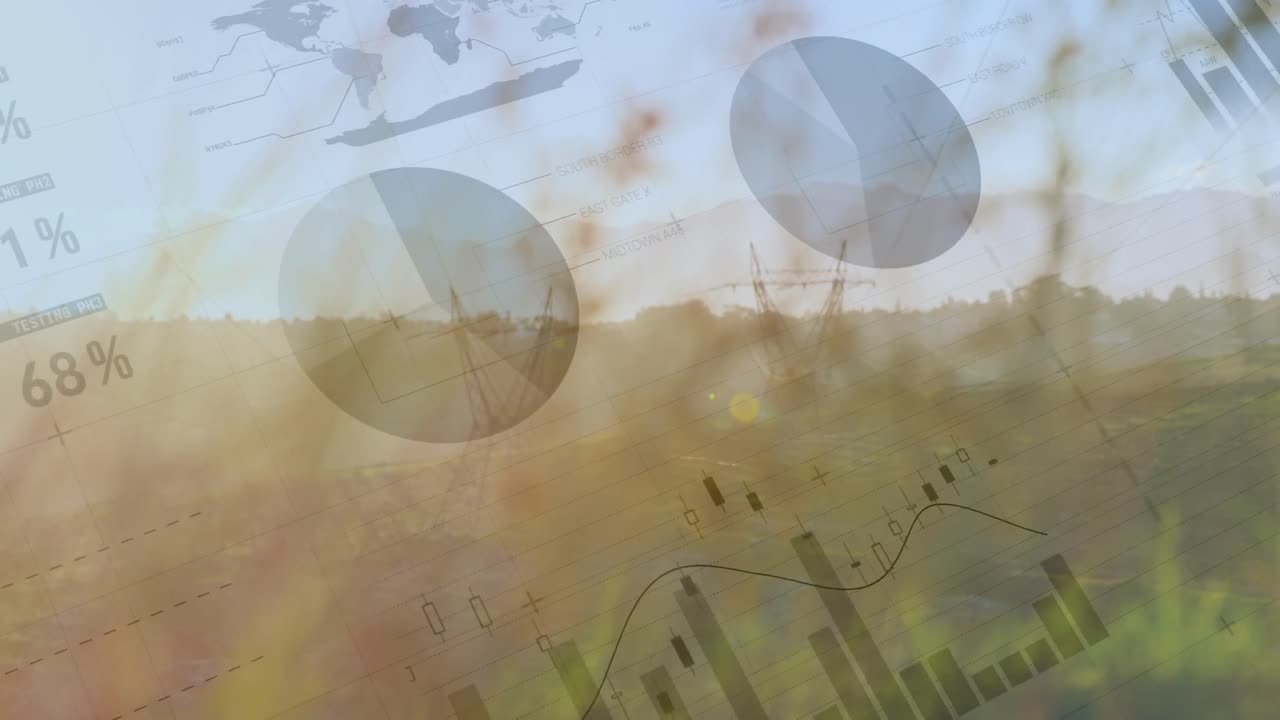 그래프와 통계와 함께 송신 타워 4k