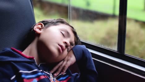 Niño-Pequeño-Durmiendo-En-Un-Tren