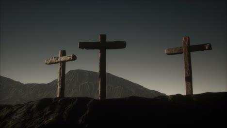 wooden crucifix cross at mountain