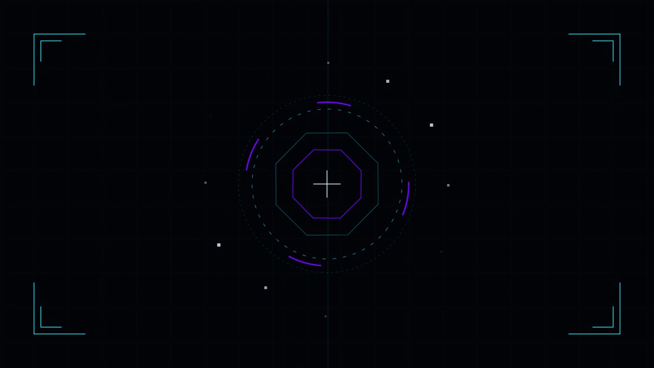 Digital HUD Interface With Rotating Geometric Elements