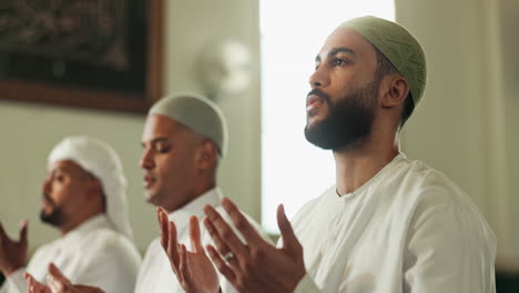 muslim men praying in a mosque