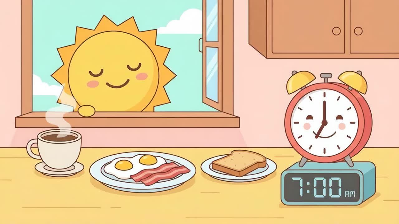 Niedliche animierte Frühstücksszene