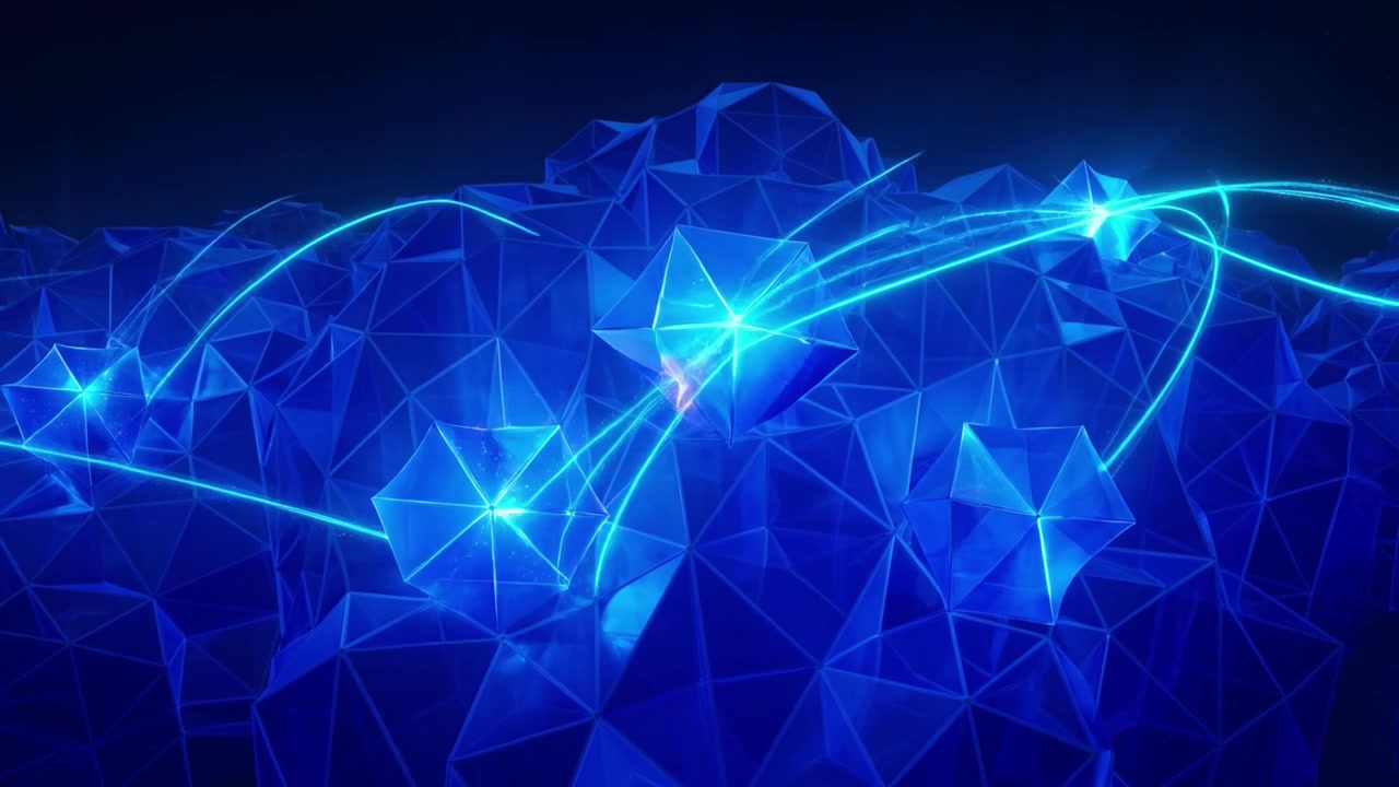 Rete Digitale Astratta che Collega Nodi su una Superficie Geometrica