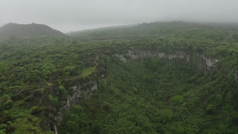 Aerial-Flyover-Of-Tropical-Rainforest-Cloud-Forest-Jungle-In-Ecuador-Galapagos-Island-Nature