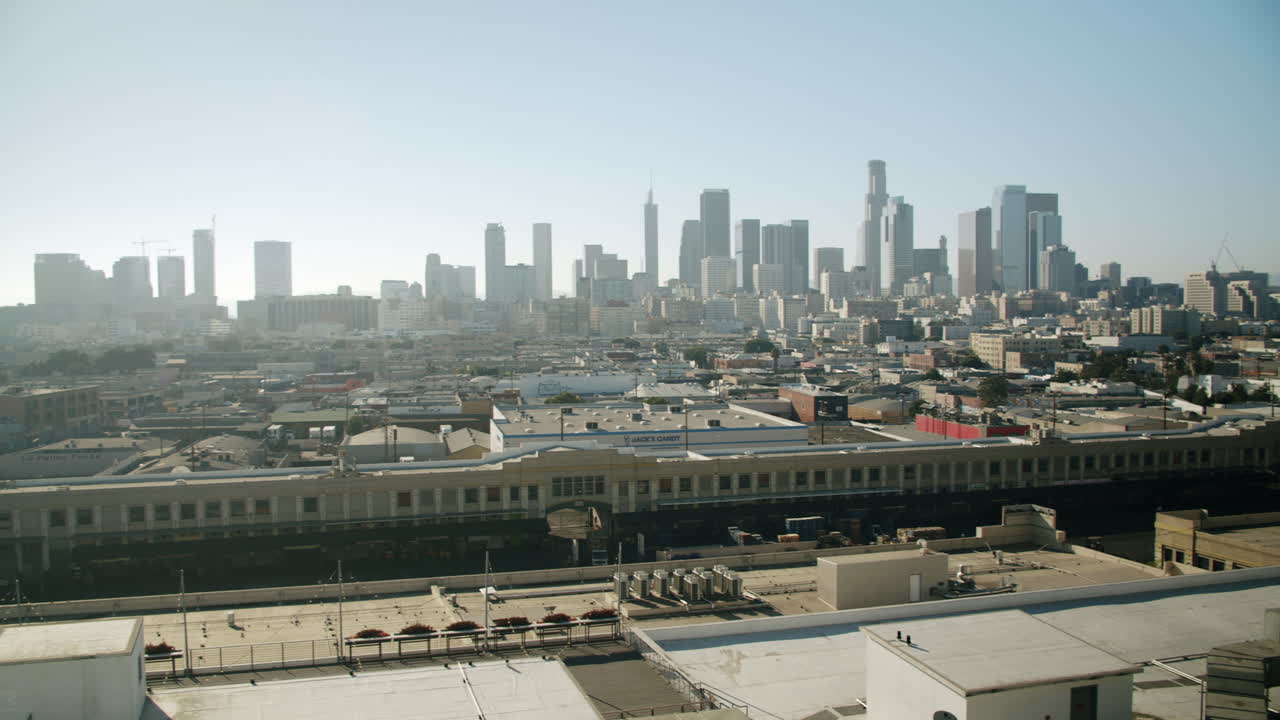 Downtown Los Angeles Skyline and Rooftops on a Clear Day