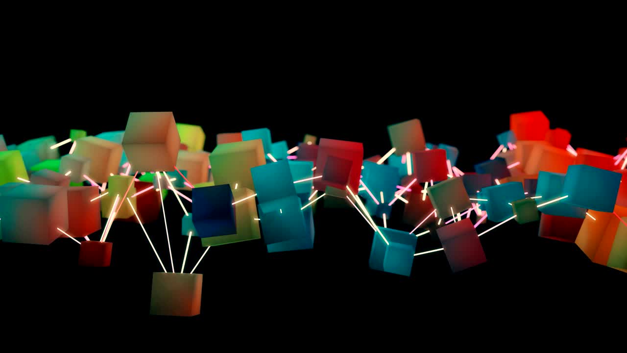 4k 다채로운 추상적인 블록체인 개념