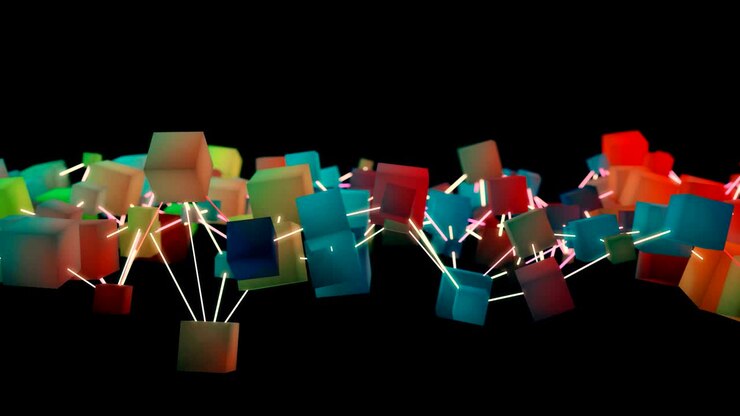 4K Colorful Abstract Blockchain Concept.