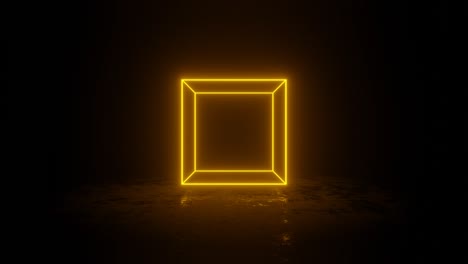 rotating cube with orange neon edges. simple motion graphic animated background