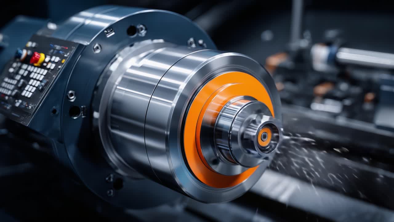 Precision Engineering: A Close-Up View of a High-Tech Machine Tool in Action, Showcasing Machining Processes and Detail in Metal Cutting Operations
