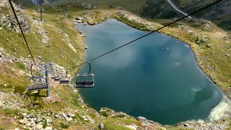 empty chairlift ascending.