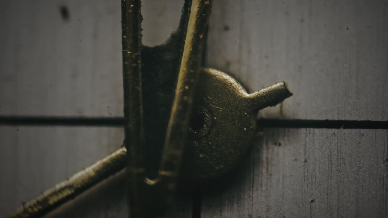 Brass Second hand dial rotating on antique pocket watch EXREME CLOSE-UP