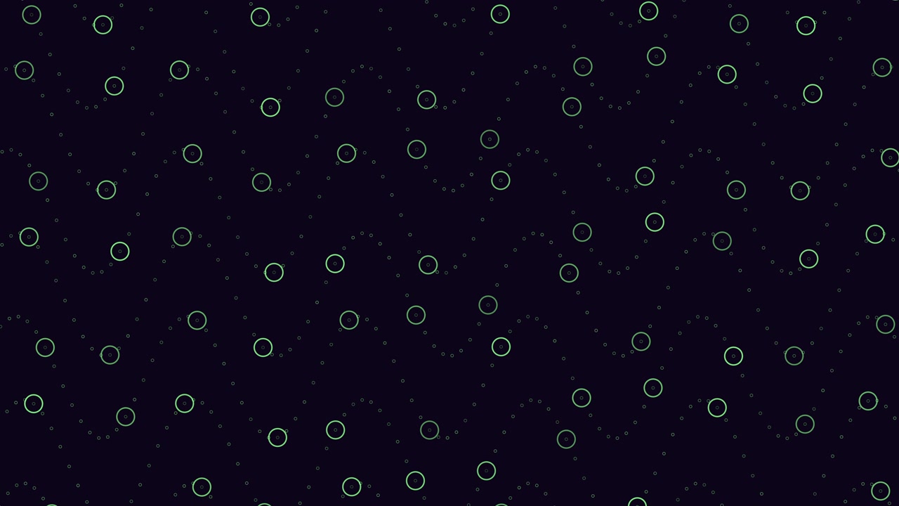 Repeat futuristic waves pattern with rainbow rings and glitters on black gradient