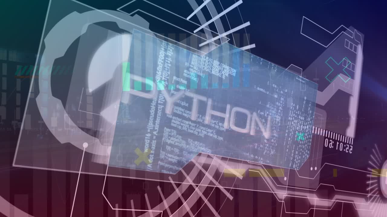 Animation of data processing on blue background