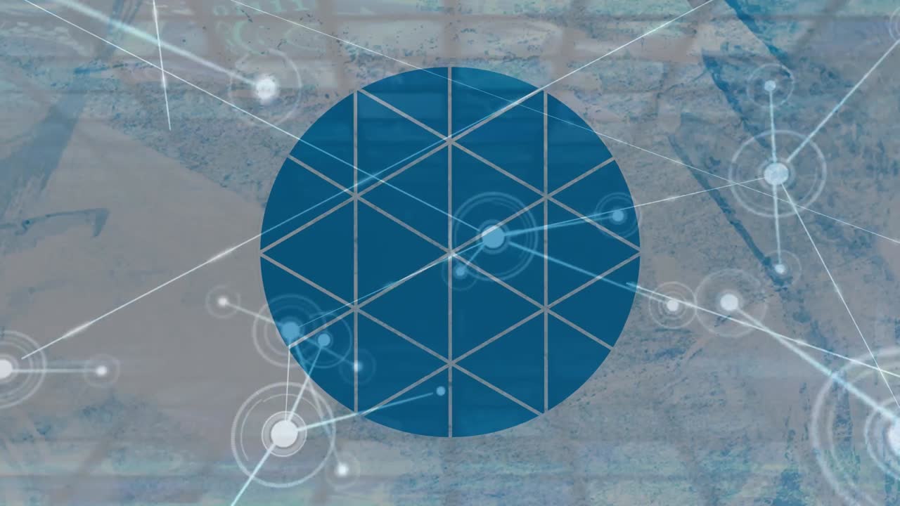 파란색 원과 모양에 대한 연결의 애니메이션