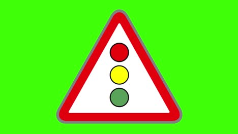 green screen, road signs icon, traffic lights danger