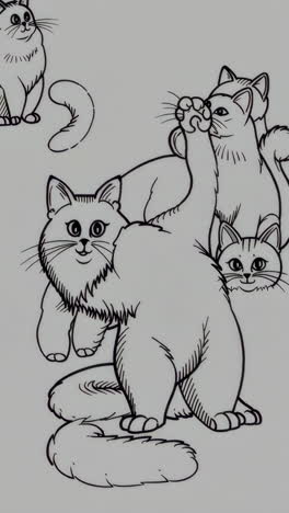 black and white cartoon cat illustrations
