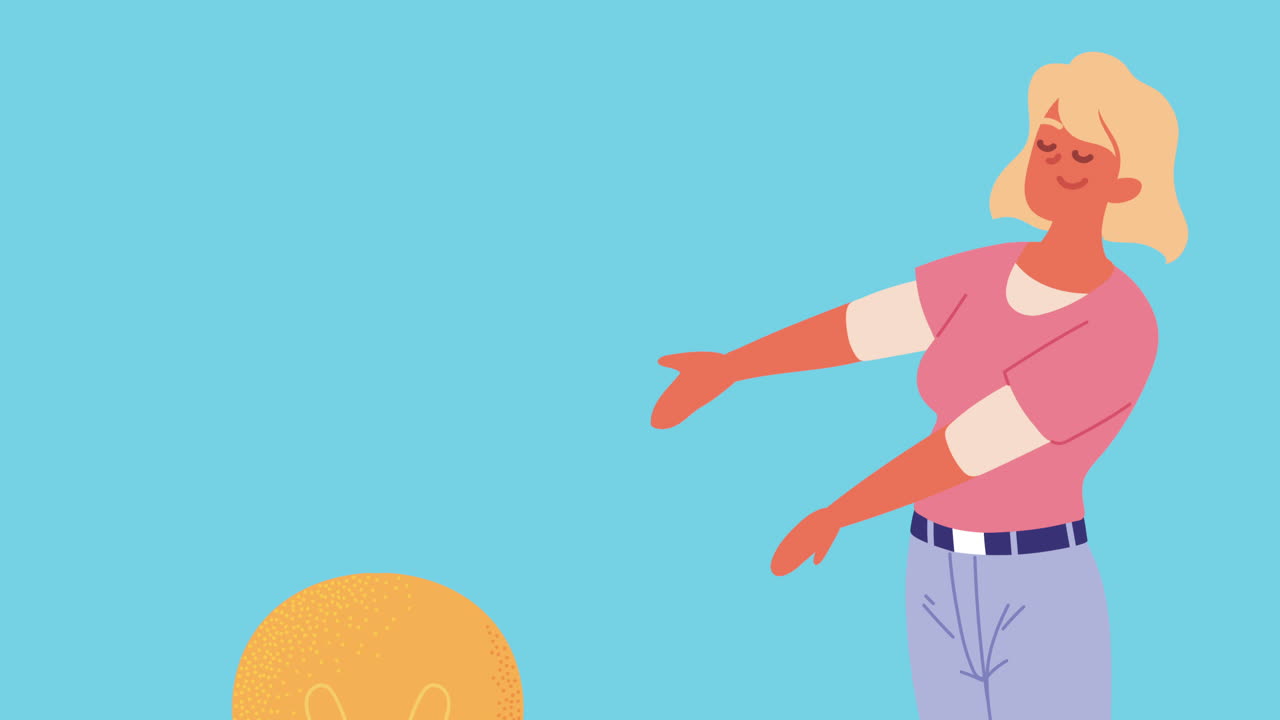 blond woman with bulb character animation