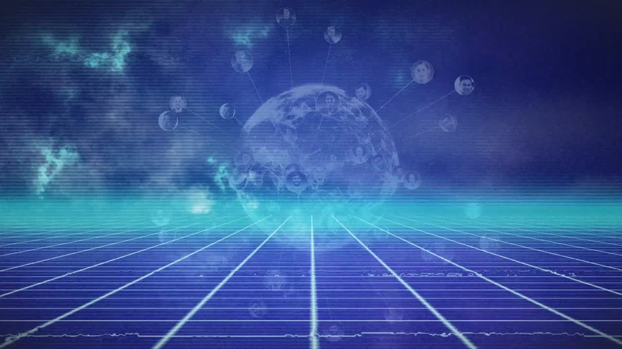 모양 위에 아이콘이 있는 지구상의 애니메이션