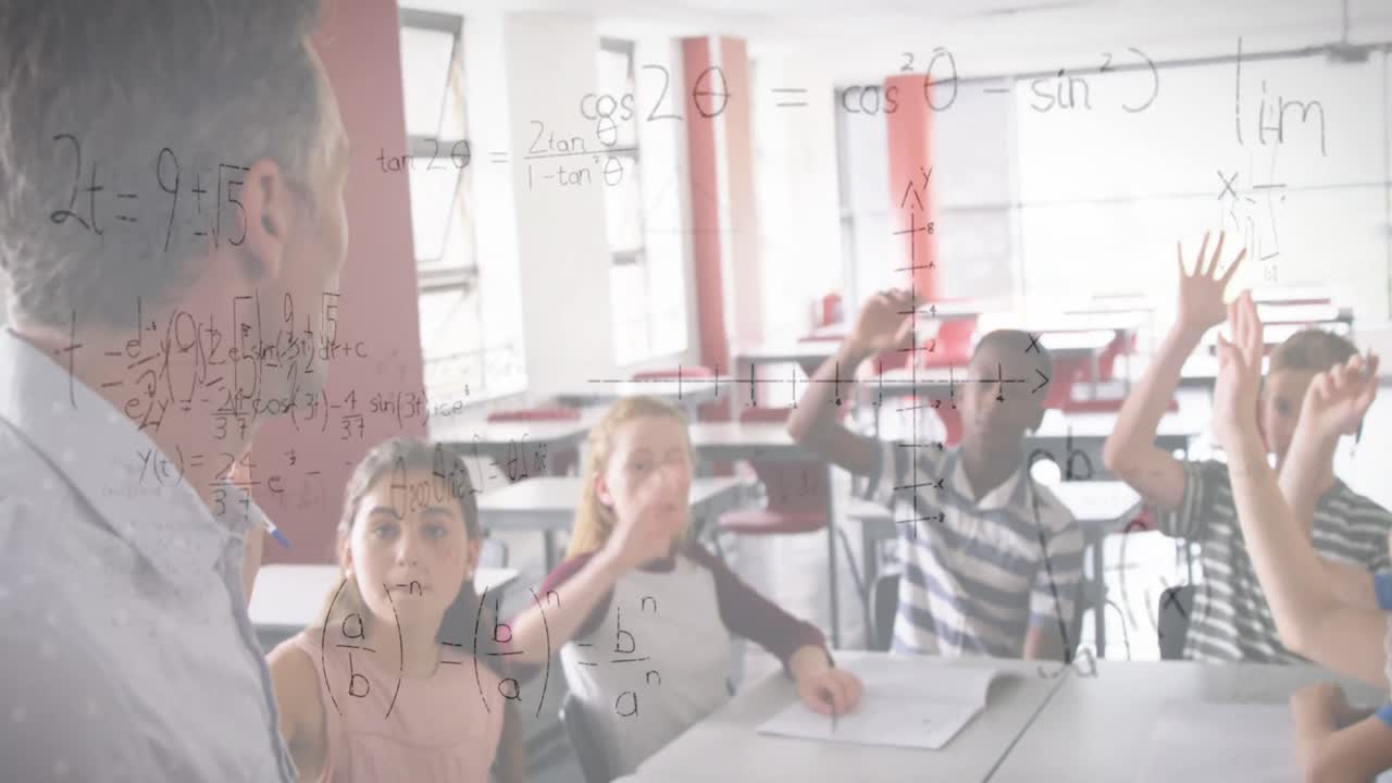 학생들의 학습에 대한 수학 방정식의 애니메이션