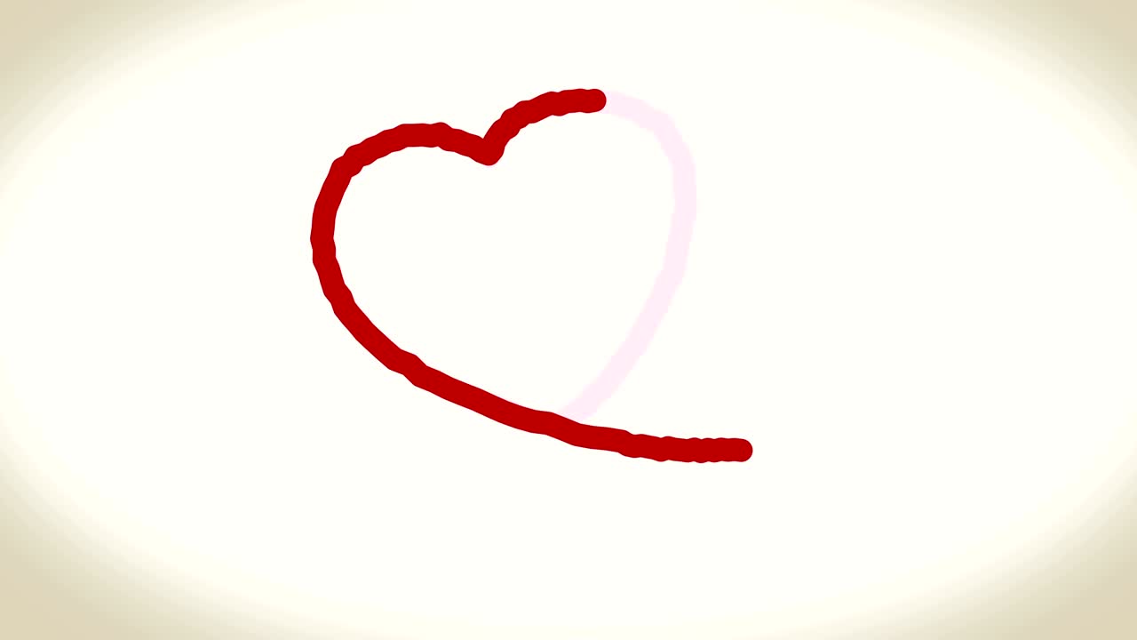 Cuore rosso in stile doodle disegnato a mano con animazione in loop a linea singola