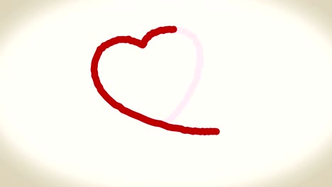 red heart hand drawn doodle style with one line animation loop