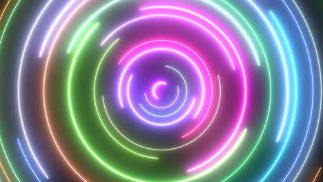 neon circle ring halo loops glow bright colors and spin slowly - 4k seamless loop motion background animation