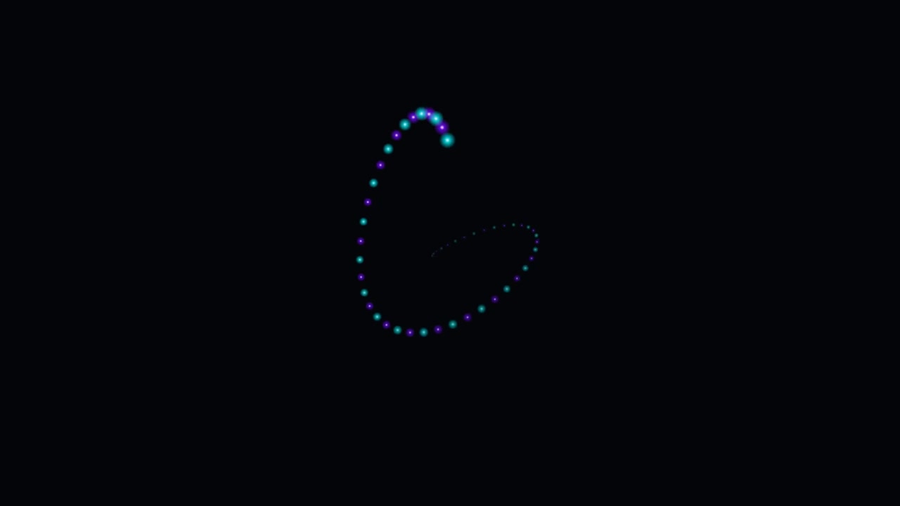 Spirale rotante astratta di punti neon luminosi