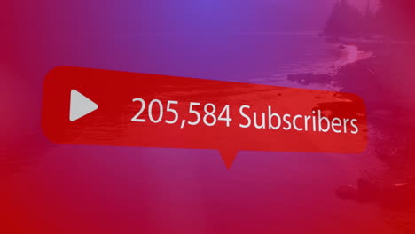 subscribe overlay bubble showing 152915 subscribers over coastal gradient backdrop with play icon