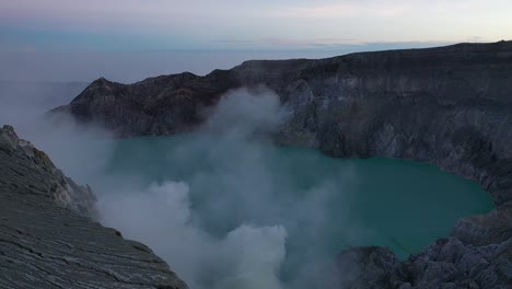 Aerial-view-of-Kawah-Ijen-crater,-Java,-Indonesia