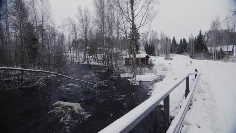 Winter-dark-blue-river-in-slow-motion-with-waves