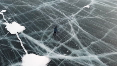 ice skating on a frozen lake