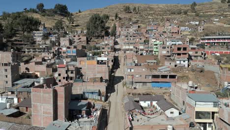 4k aerial video of puno, a city in perù at the boarder with bolivia