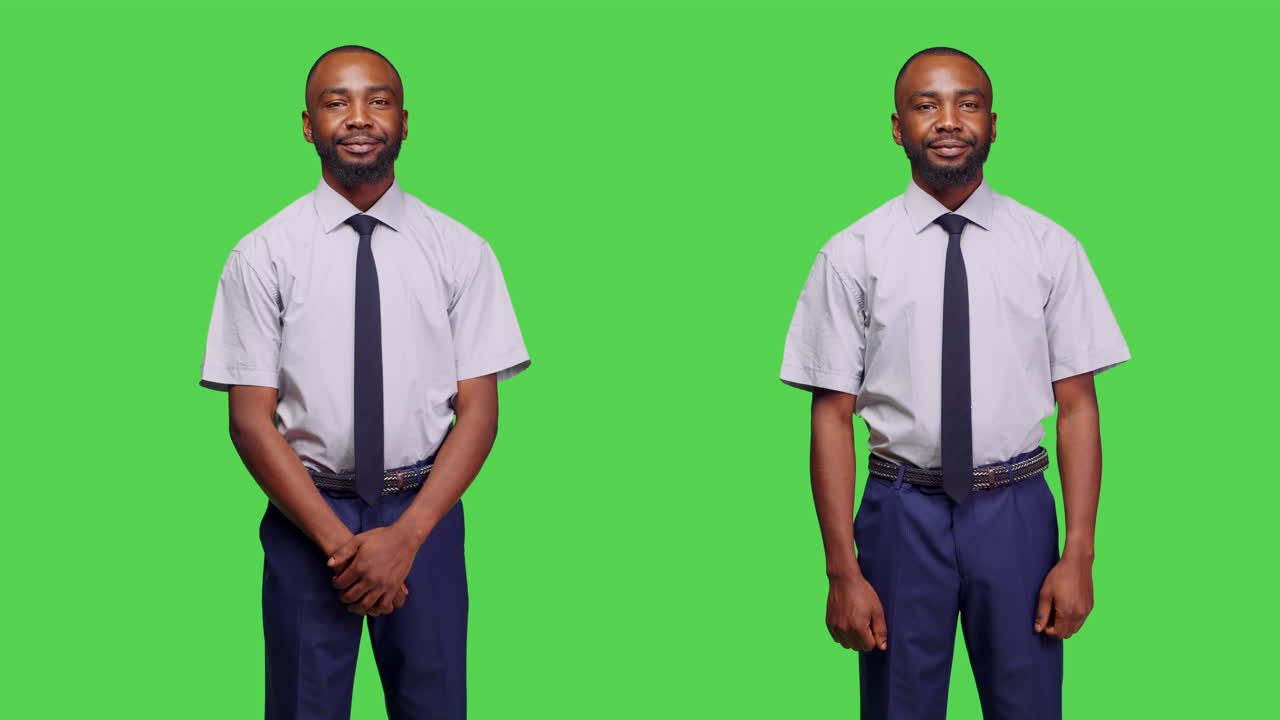 Empresário afro-americano confiante em tela verde