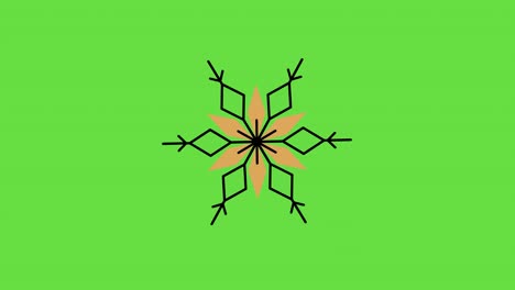 video en 4k del diseño de copos de nieve de dibujos animados en verde.