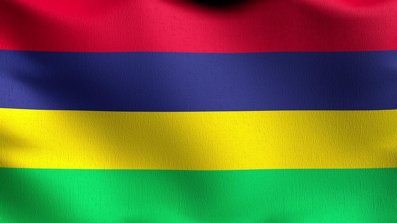 Seamless Loop 4K VDO. Mauritius national flag blowing in the wind isolated. Official patriotic abstract design. 3D rendering illustration of waving sign symbol.