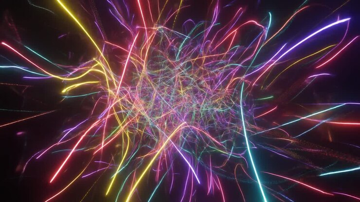 Vibrant Abstract Light Trails Flowing on Dark Background