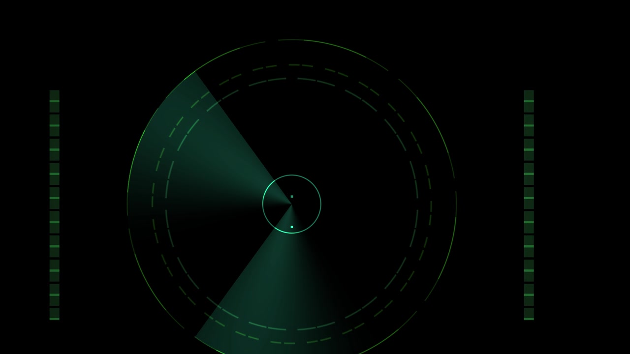 Interfaccia radar digitale con linea di scansione verde rotante